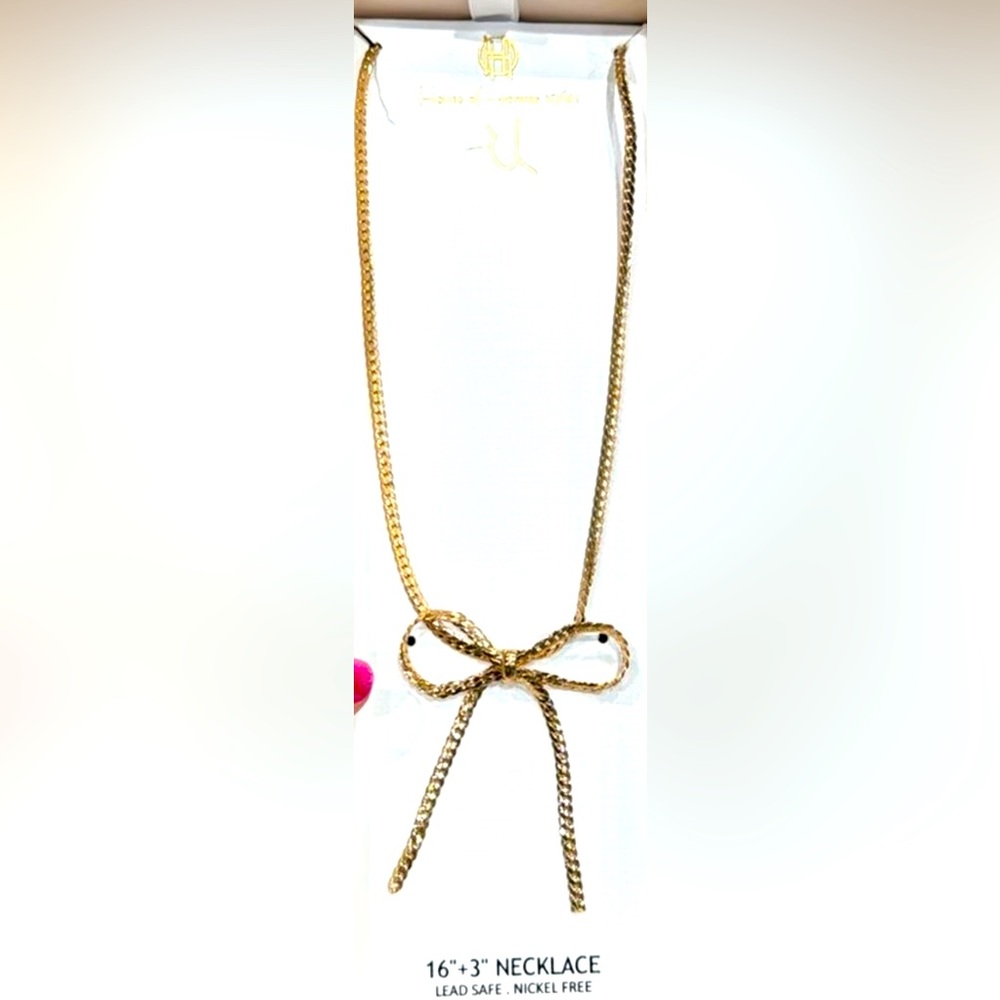 House of Harlow Bow Necklace in gold